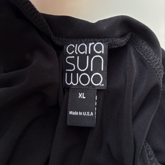 Clara Sunwoo Drape Tunic Cardigan Sweater XL Black Asymmetrical - Picture 6 of 7